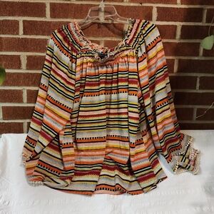 New Directions Colorful Striped Blouse